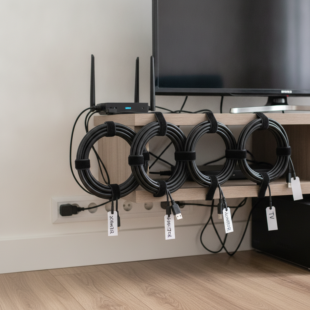 como organizar fios e cabos da sala sem furar a parede