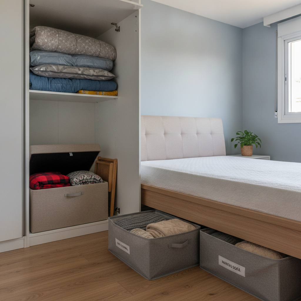 como guardar cobertores volumosos em apartamento pequeno